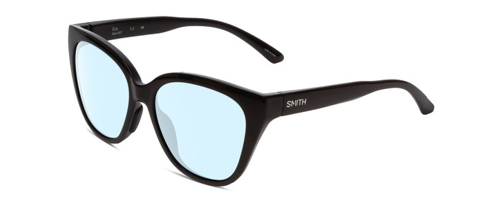 Profile View of Smith Optics Era Designer Blue Light Blocking Eyeglasses in Gloss Black Ladies Cateye Full Rim Acetate 55 mm