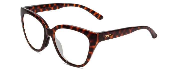 Profile View of Smith Optics Era Designer Reading Eye Glasses in Tortoise Havana Brown Gold Ladies Cateye Full Rim Acetate 55 mm