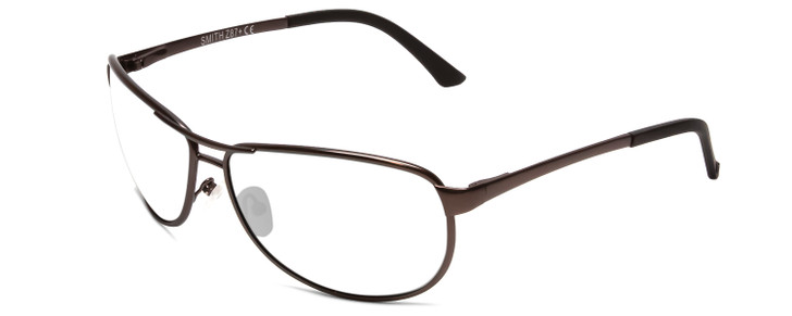 Profile View of Smith Optics Gray Man Elite Designer Bi-Focal Prescription Rx Eyeglasses in Matte Gun Metal Silver Unisex Oval Full Rim Metal 63 mm