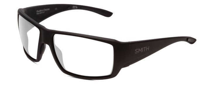 Profile View of Smith Optics Guides Choice Designer Reading Eye Glasses with Custom Cut Powered Lenses in Matte Black Unisex Rectangle Full Rim Acetate 62 mm