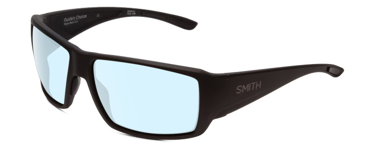 Profile View of Smith Optics Guides Choice Designer Blue Light Blocking Eyeglasses in Matte Black Unisex Rectangle Full Rim Acetate 62 mm