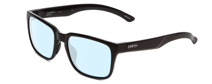Profile View of Smith Optics Headliner Designer Blue Light Blocking Eyeglasses in Gloss Black Unisex Square Full Rim Acetate 55 mm