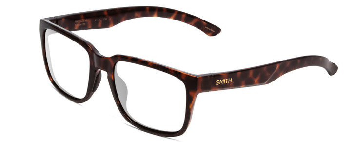 Profile View of Smith Optics Headliner Designer Reading Eye Glasses in Tortoise Havana Gold Unisex Square Full Rim Acetate 55 mm