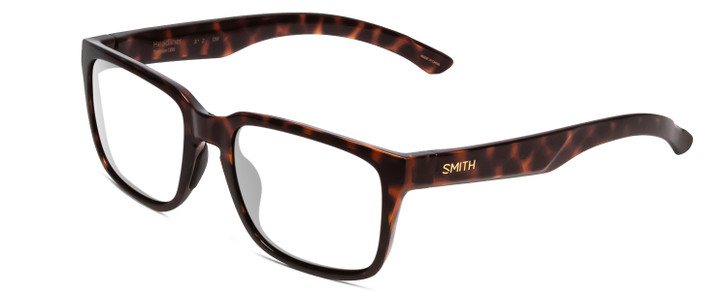 Profile View of Smith Optics Headliner Designer Bi-Focal Prescription Rx Eyeglasses in Tortoise Havana Gold Unisex Square Full Rim Acetate 55 mm