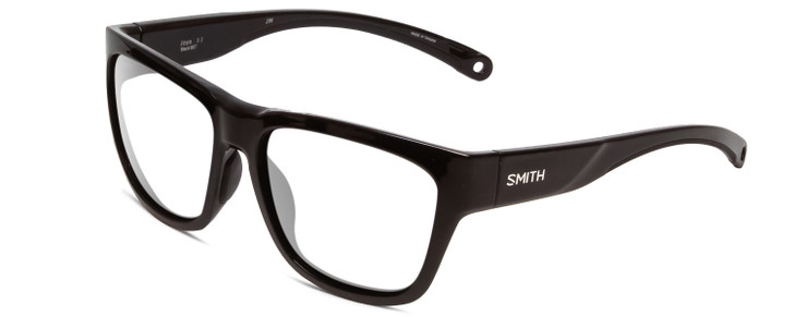 Profile View of Smith Optics Joya Designer Reading Eye Glasses with Custom Cut Powered Lenses in Gloss Black Ladies Square Full Rim Acetate 56 mm