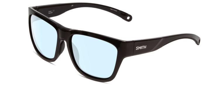 Profile View of Smith Optics Joya Designer Blue Light Blocking Eyeglasses in Gloss Black Ladies Square Full Rim Acetate 56 mm