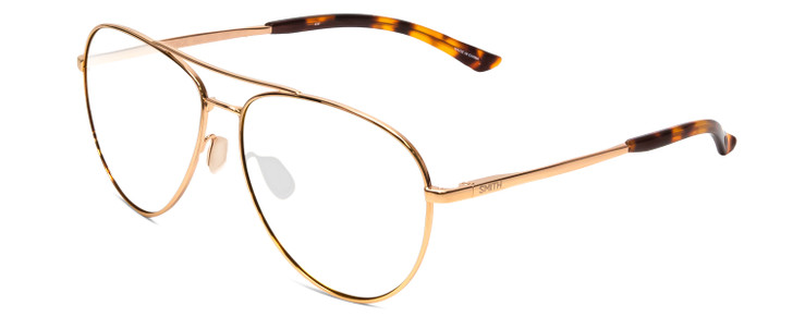 Profile View of Smith Optics Layback Designer Single Vision Prescription Rx Eyeglasses in Rose Gold Unisex Aviator Full Rim Metal 60 mm