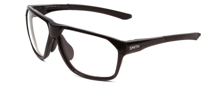 Profile View of Smith Optics Leadout PivLock Designer Reading Eye Glasses with Custom Cut Powered Lenses in Gloss Black Unisex Square Full Rim Acetate 63 mm