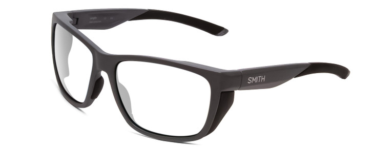 Profile View of Smith Optics Longfin Designer Reading Eye Glasses with Custom Cut Powered Lenses in Matte Cement Grey Unisex Rectangle Full Rim Acetate 59 mm