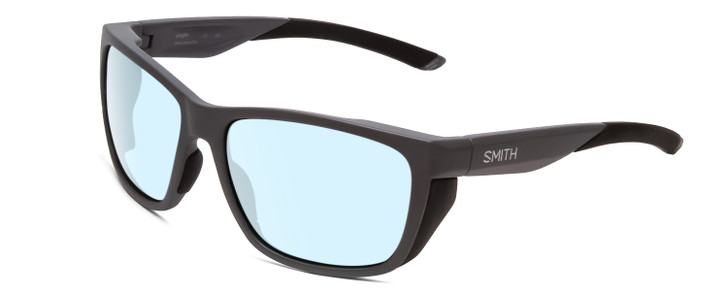 Profile View of Smith Optics Longfin Designer Blue Light Blocking Eyeglasses in Matte Cement Grey Unisex Rectangle Full Rim Acetate 59 mm