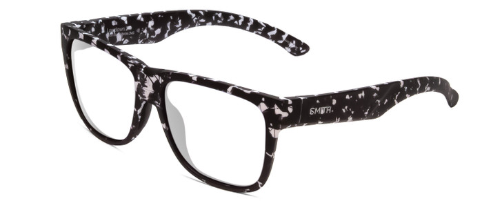 Profile View of Smith Optics Lowdown 2 Designer Single Vision Prescription Rx Eyeglasses in Matte Black Marble Tortoise Unisex Classic Full Rim Acetate 55 mm