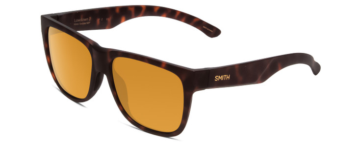 Profile View of Smith Lowdown 2 Sunglasses Tortoise Brown/CP Polarized Bronze Mirror Gold 55 mm