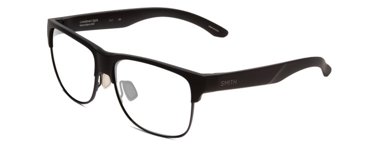 Profile View of Smith Optics Lowdown Split Designer Progressive Lens Prescription Rx Eyeglasses in Matte Black Unisex Classic Semi-Rimless Acetate 56 mm