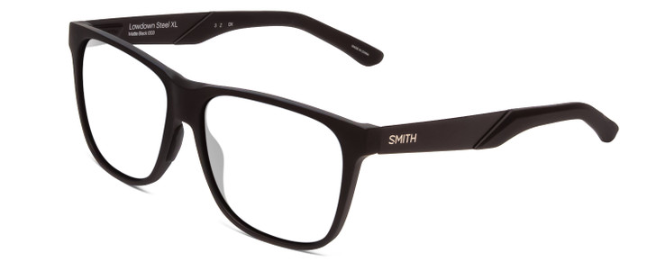 Profile View of Smith Optics Lowdown Steel XL Designer Progressive Lens Prescription Rx Eyeglasses in Matte Black Unisex Classic Full Rim Acetate 59 mm