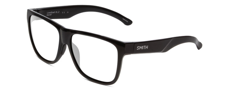 Profile View of Smith Optics Lowdown Xl 2 Designer Progressive Lens Prescription Rx Eyeglasses in Gloss Black Unisex Classic Full Rim Acetate 60 mm