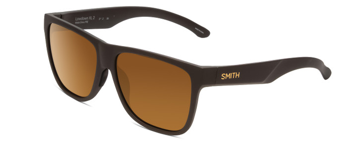 Profile View of Smith Lowdown Xl 2 Unisex Classic Sunglass Gravy Grey/Polarized Gold Mirror 60mm