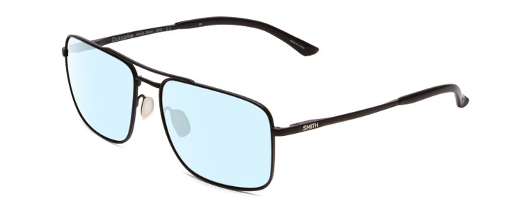 Profile View of Smith Optics Outcome Designer Blue Light Blocking Eyeglasses in Matte Black Unisex Aviator Full Rim Metal 59 mm