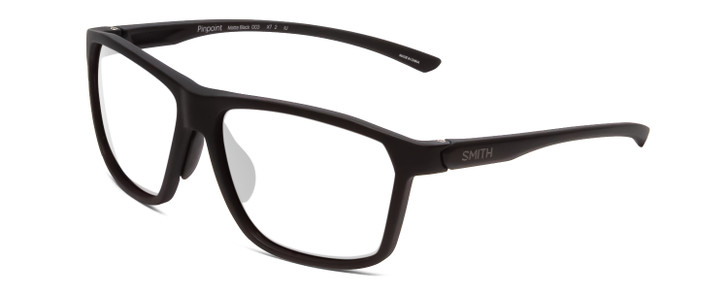 Profile View of Smith Optics Pinpoint Designer Single Vision Prescription Rx Eyeglasses in Matte Black Unisex Square Full Rim Acetate 59 mm