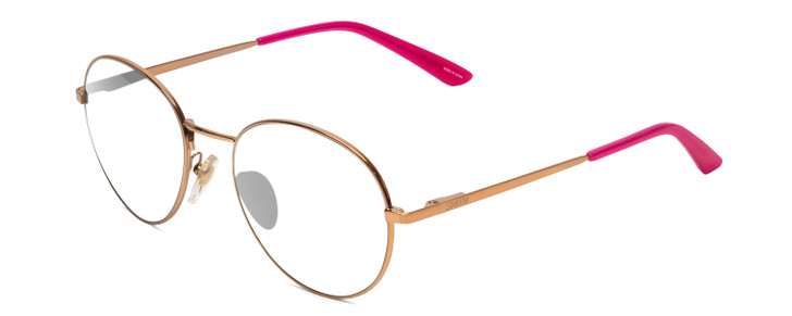 Profile View of Smith Optics Prep Designer Reading Eye Glasses with Custom Cut Powered Lenses in Rose Gold Unisex Round Full Rim Metal 53 mm