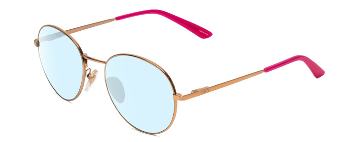 Profile View of Smith Optics Prep Designer Blue Light Blocking Eyeglasses in Rose Gold Unisex Round Full Rim Metal 53 mm