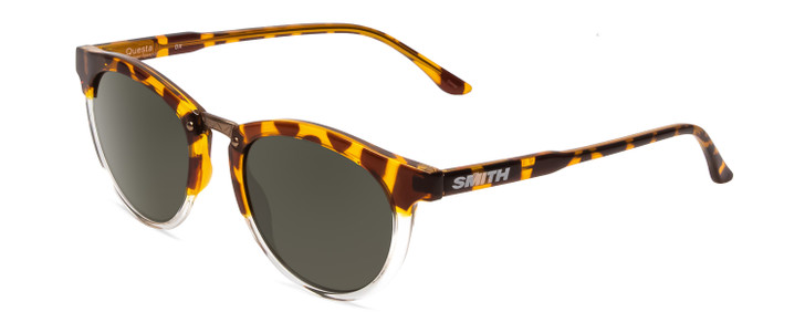 Profile View of Smith Questa Ladies Round Sunglass Amber Brown Tortoise/Polarize Gray Green 50mm