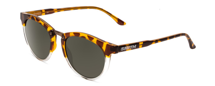 Smith Questa Ladies Round Sunglass Amber Brown Tortoise/Polarized Gray Green 50mm