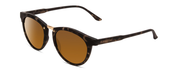 Profile View of Smith Questa Ladies Sunglasses in Tortoise Brown Grey/Polarized Gold Mirror 50mm