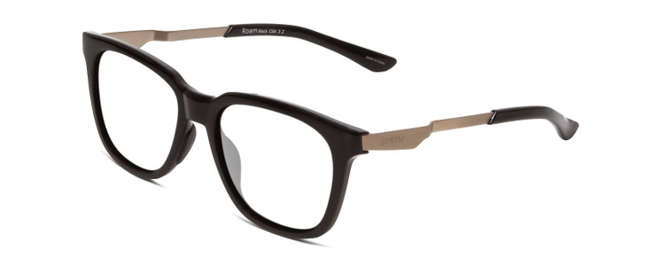 Profile View of Smith Optics Roam Designer Reading Eye Glasses in Gloss Black Unisex Classic Full Rim Acetate 53 mm