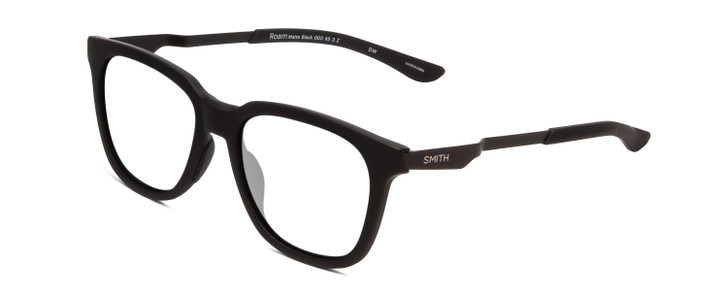 Profile View of Smith Optics Roam Designer Reading Eye Glasses with Custom Cut Powered Lenses in Matte Black Unisex Classic Full Rim Acetate 53 mm