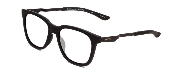 Profile View of Smith Optics Roam Designer Single Vision Prescription Rx Eyeglasses in Matte Black Unisex Classic Full Rim Acetate 53 mm