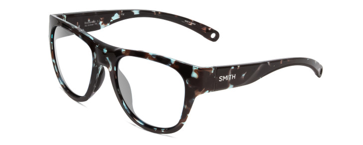 Profile View of Smith Optics Rockaway Designer Progressive Lens Prescription Rx Eyeglasses in Sky Tortoise Havana Marble Brown Ladies Cateye Full Rim Acetate 52 mm