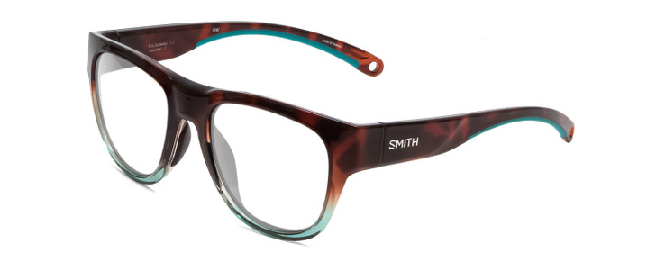 Profile View of Smith Optics Rockaway Designer Bi-Focal Prescription Rx Eyeglasses in Tortoise Havana Brown Gold Crystal Opal Fade Ladies Cateye Full Rim Acetate 52 mm