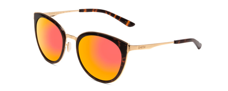 Profile View of Smith Somerset Ladies Cateye Sunglass Tortoise/CP Polarize Rose Gold Mirror 53mm