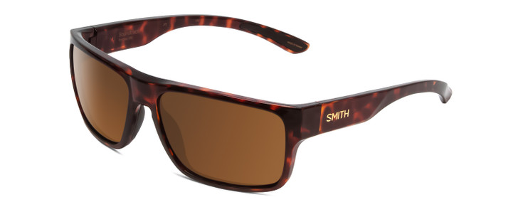 Profile View of Smith Soundtrack Unisex Rectangle Sunglasses Tortoise Gold/Polarized Brown 61 mm