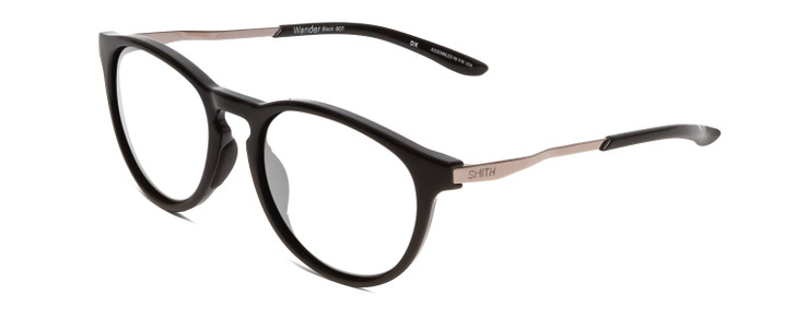 Smith Wander Unisex Round Designer Eyeglasses in Gloss Black 55mm Rx-Progressive