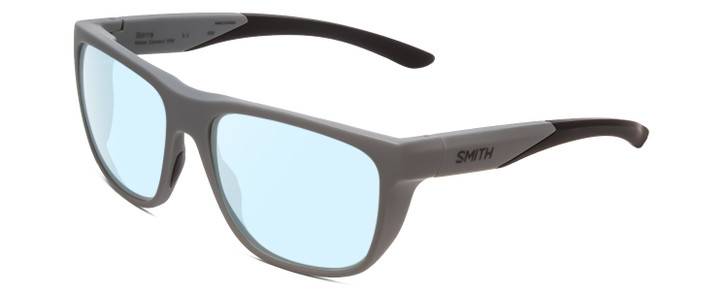 Profile View of Smith Optics Barra Designer Blue Light Blocking Eyeglasses in Matte Cement Grey Unisex Classic Full Rim Acetate 59 mm