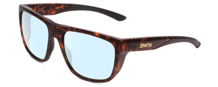 Profile View of Smith Optics Barra Designer Blue Light Blocking Eyeglasses in Matte Tortoise Havana Brown Gold Unisex Classic Full Rim Acetate 59 mm