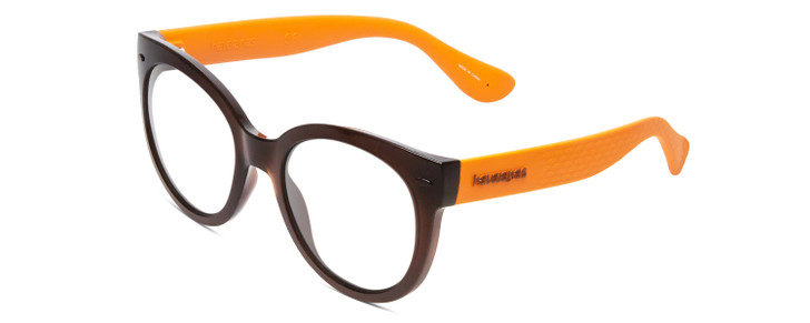 Profile View of Havaianas NORONHA/M Designer Bi-Focal Prescription Rx Eyeglasses in Crystal Brown Ochre Orange Ladies Cateye Full Rim Acetate 52 mm