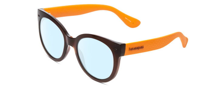 Profile View of Havaianas NORONHA/M Designer Blue Light Blocking Eyeglasses in Crystal Brown Ochre Orange Ladies Cateye Full Rim Acetate 52 mm