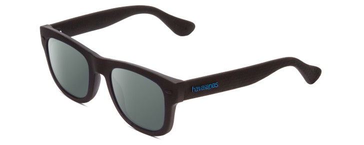 Profile View of Havaianas PARATY/M Designer Polarized Sunglasses with Custom Cut Smoke Grey Lenses in Matte Black Unisex Classic Full Rim Acetate 50 mm