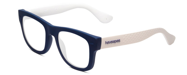 Profile View of Havaianas PARATY/M Designer Progressive Lens Prescription Rx Eyeglasses in Blue White Unisex Classic Full Rim Acetate 50 mm