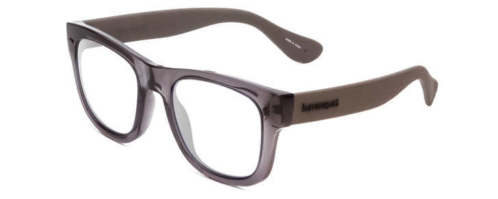 Profile View of Havaianas PARATY/M Designer Reading Eye Glasses in Dark Matte Grey Unisex Classic Full Rim Acetate 50 mm