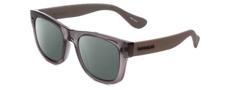 Profile View of Havaianas PARATY/M Designer Polarized Sunglasses with Custom Cut Smoke Grey Lenses in Dark Matte Grey Unisex Classic Full Rim Acetate 50 mm