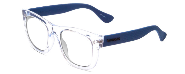 Profile View of Havaianas PARATY/L Designer Progressive Lens Prescription Rx Eyeglasses in Crystal Clear Blue Unisex Classic Full Rim Acetate 52 mm