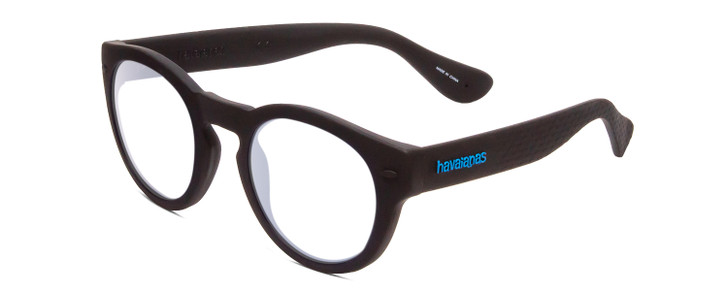 Profile View of Havaianas TRANCOSO/M Designer Single Vision Prescription Rx Eyeglasses in Matte Black Unisex Round Full Rim Acetate 49 mm