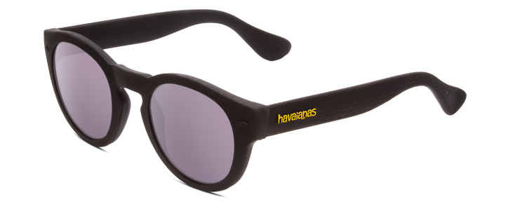 Profile View of Havaianas TRANCOSO/M Unisex Round Designer Sunglasses in Matte Black & Gray 49mm