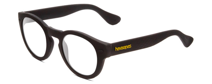 Profile View of Havaianas TRANCOSO/M Designer Progressive Lens Prescription Rx Eyeglasses in Matte Black Unisex Round Full Rim Acetate 49 mm