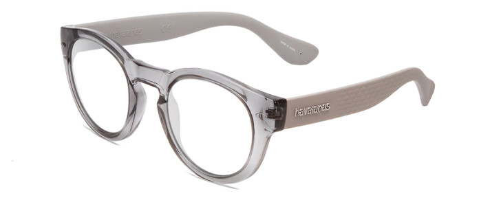 Profile View of Havaianas TRANCOSO/M Designer Reading Eye Glasses with Custom Cut Powered Lenses in Crystal Silver Grey Unisex Round Full Rim Acetate 49 mm