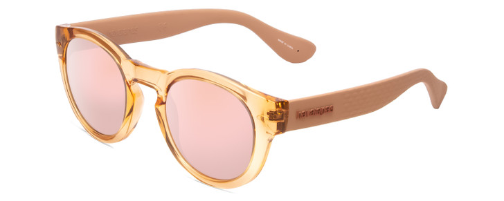 Profile View of Havaianas TRANCOSO/M Round Sunglasses in Peach/Rose Gold Layer Pink Mirror 49 mm