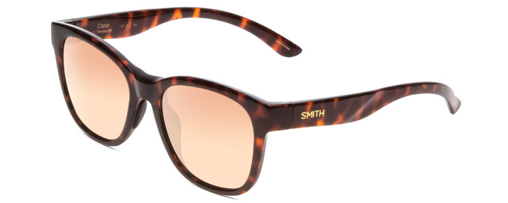 Profile View of Smith Caper Ladies Cateye Sunglasses Tortoise/CP Polarized Rose Gold Mirror 53mm